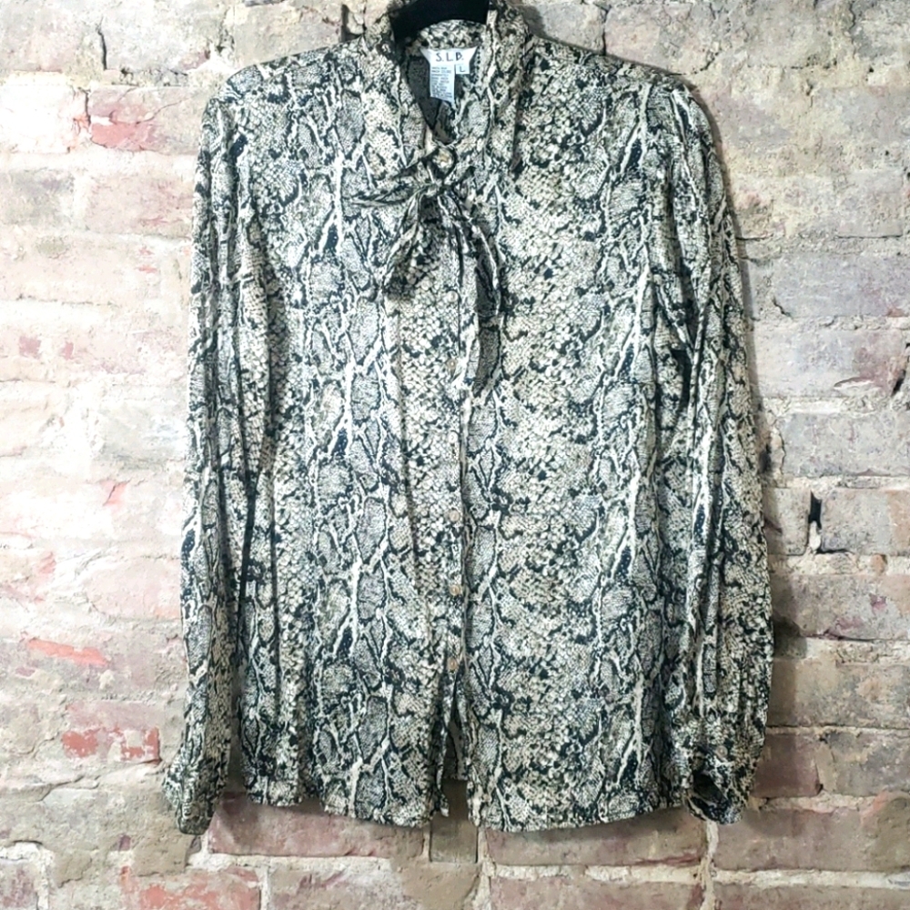 SLB ladies snake print blouse size large silk